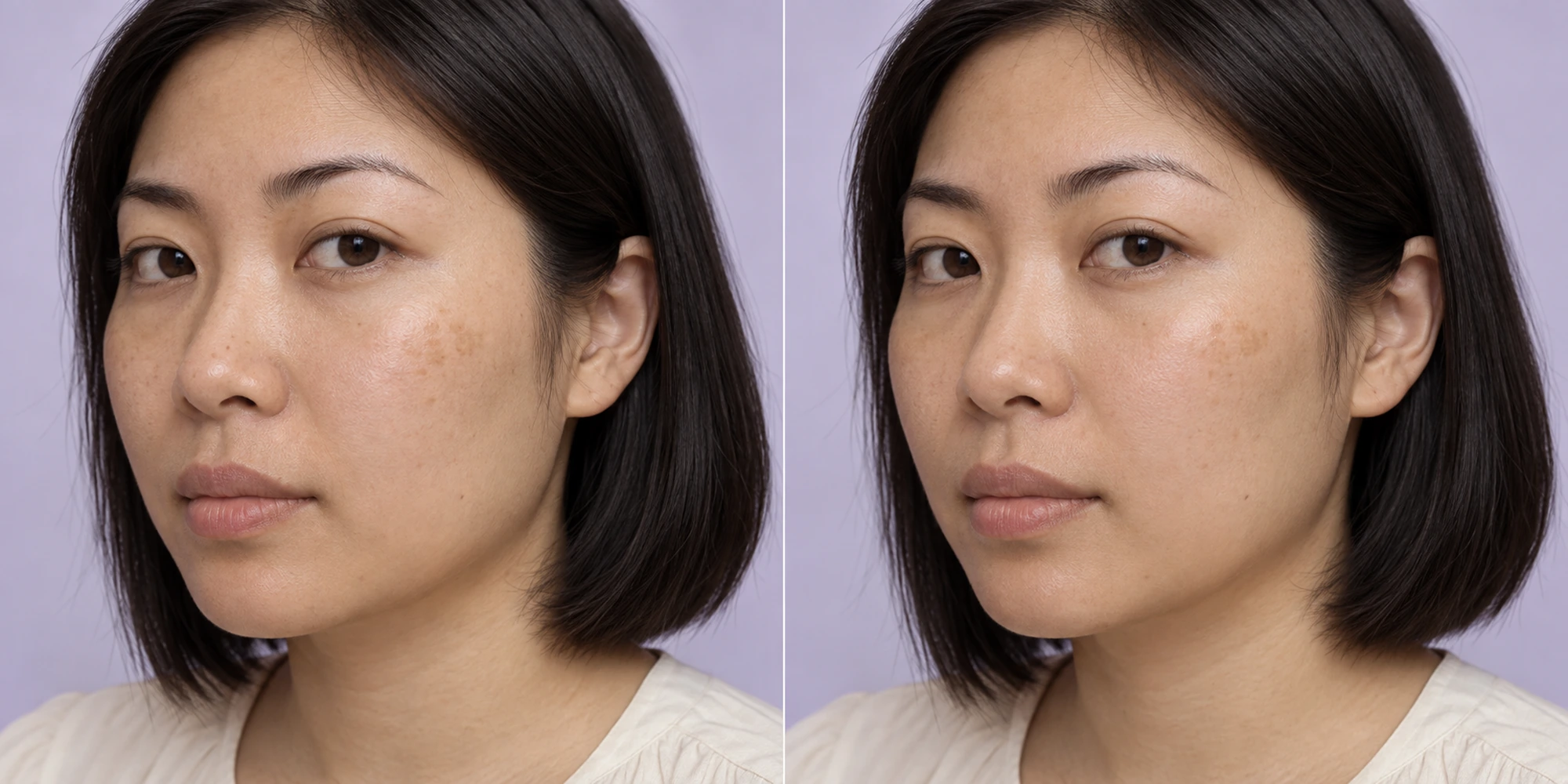 Simulated subtle pigment, vessels, hair, texture and selected laxity change in an adult face
