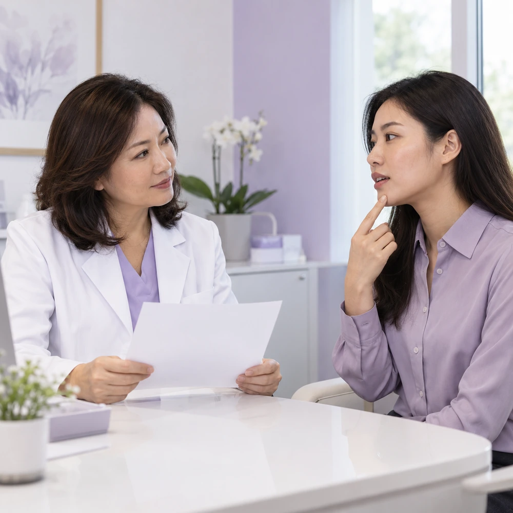 E-Light 脫毛諮詢的成人參考肖像;並非診所患者治療記錄