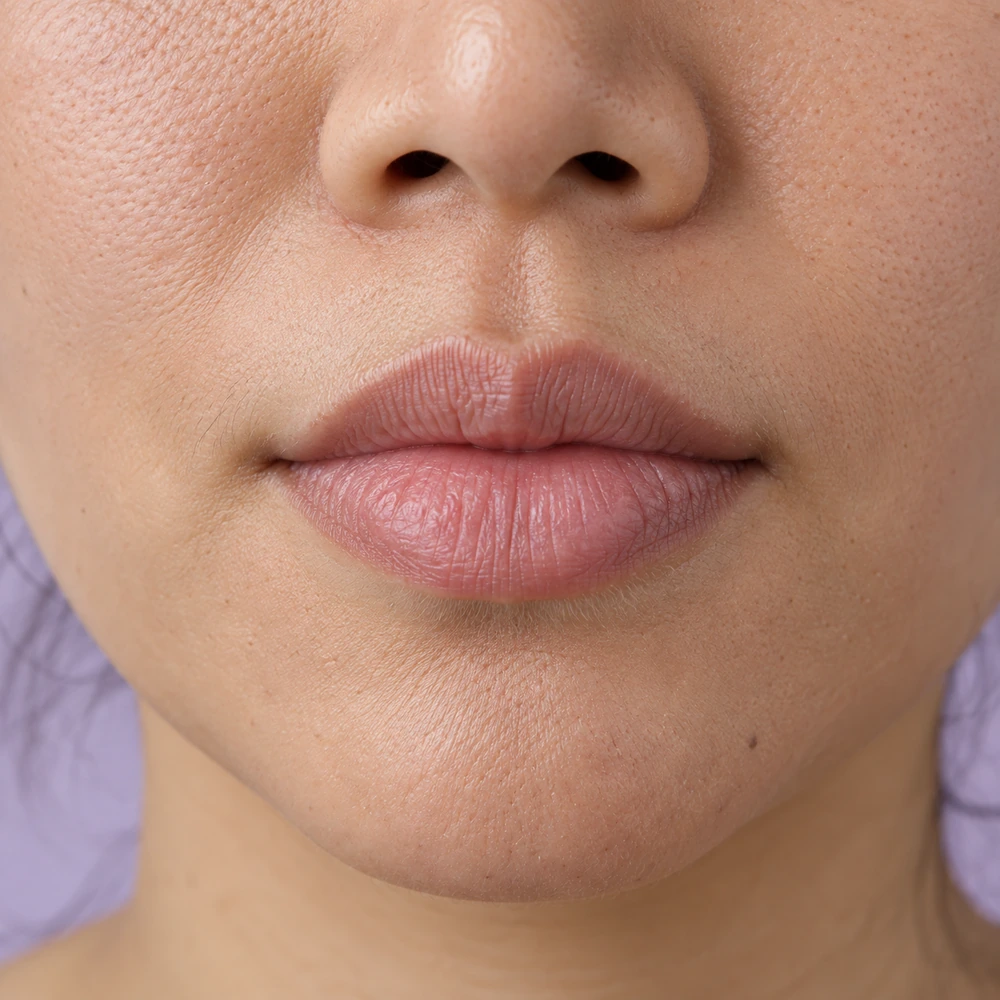 Close-up of fine lip lines