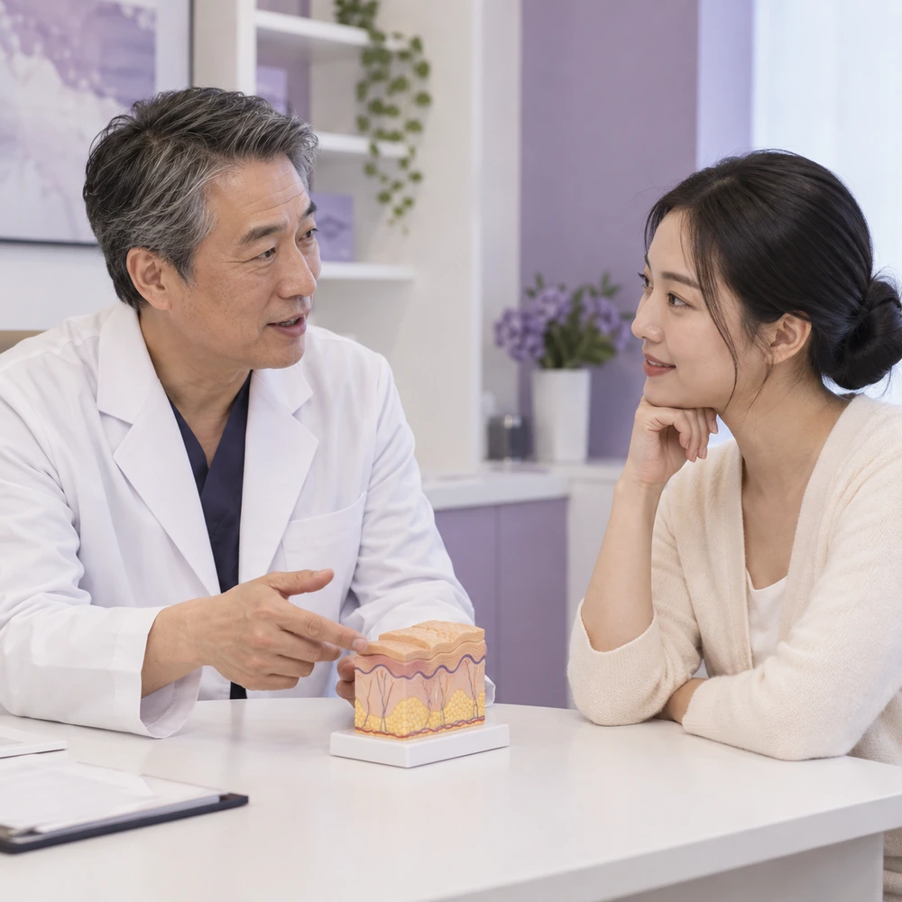 HIFU 紧肤疗程咨询所用成年人士参考肖像;并非有记录的诊所患者