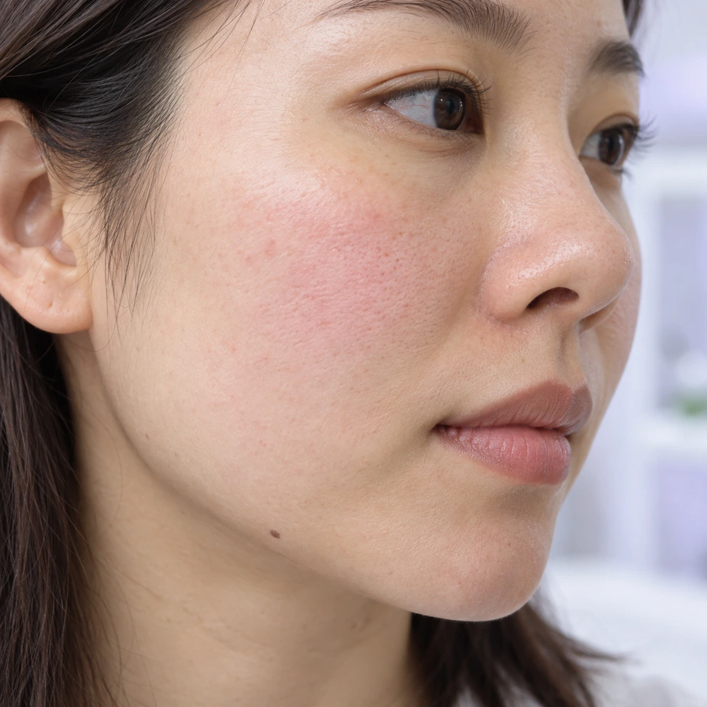 Reference close-up of facial redness