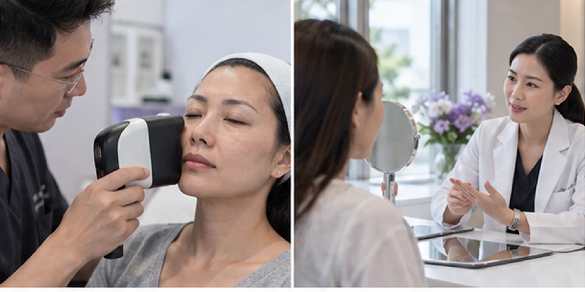 Simulated subtle distinct facial skin concerns within a proposed multi-area plan change in the matched assessment area