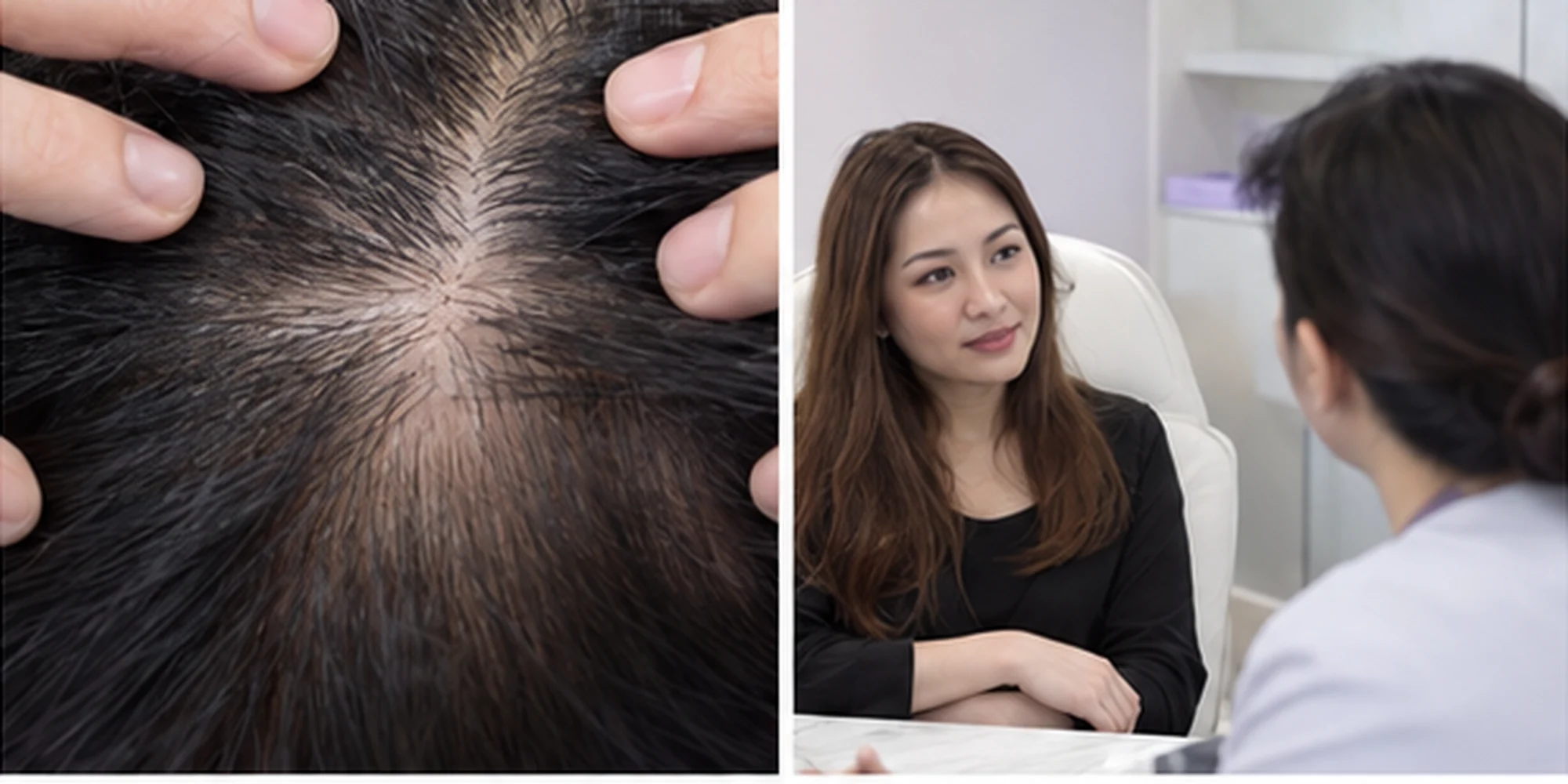 Simulasi perubahan kecil corak rambut menipis dan keadaan kulit kepala di kawasan penilaian sepadan