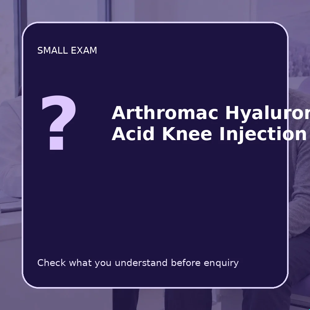 3D cartoon of an adult patient and clinician learning about Arthromac Hyaluronic Acid Knee Injection