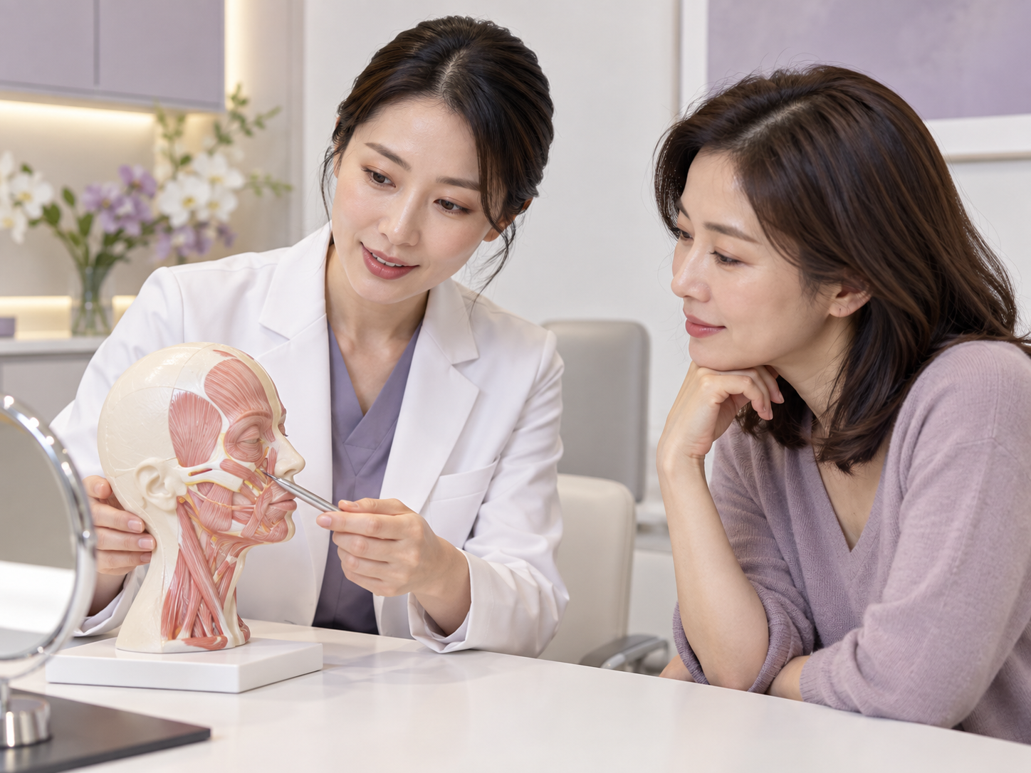 Reference clinician consultation about the exact facelift operation, surgeon credentials and postoperative continuity with an adult woman
