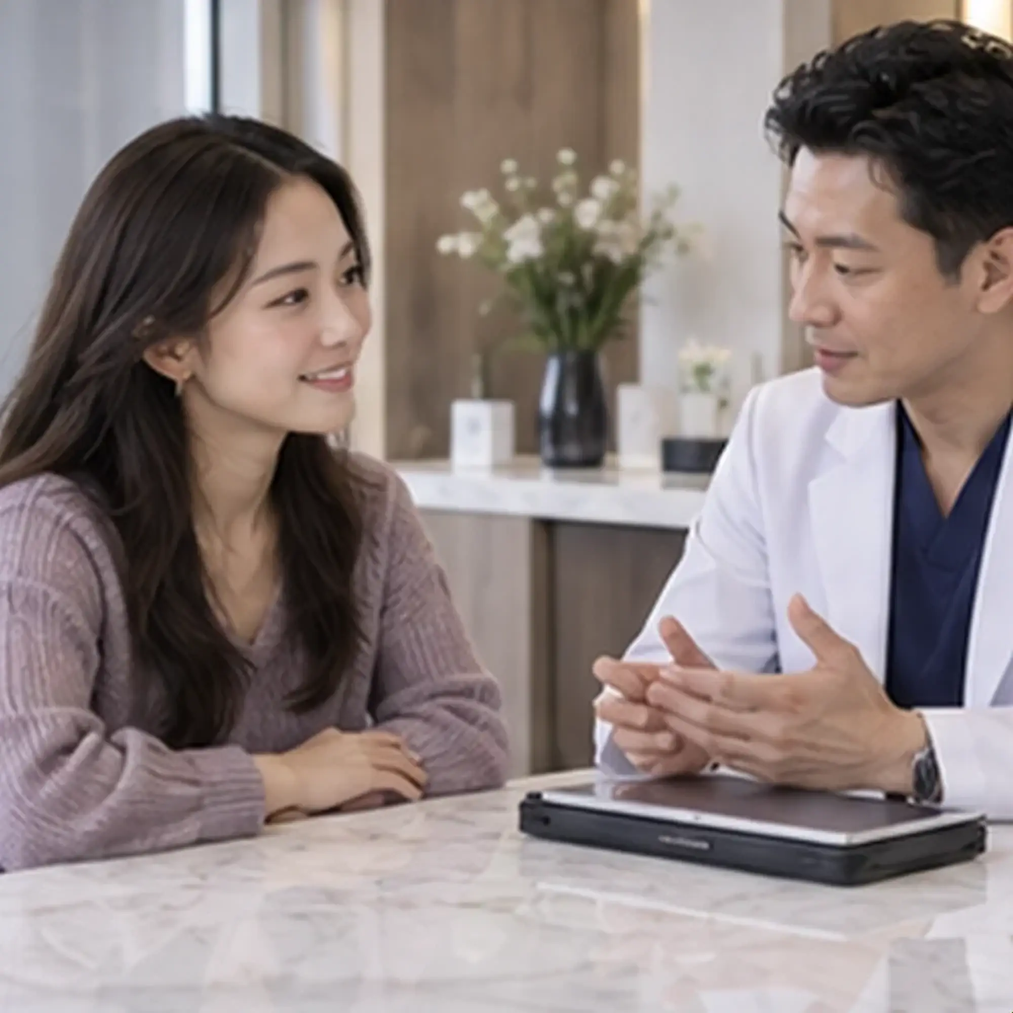 赴日本拉皮与抗老手术咨询的成人参考肖像；并非诊所患者记录