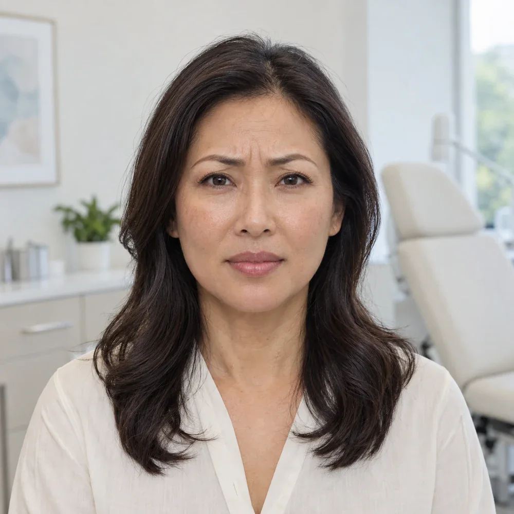 成年女性臉上自然的皺眉紋