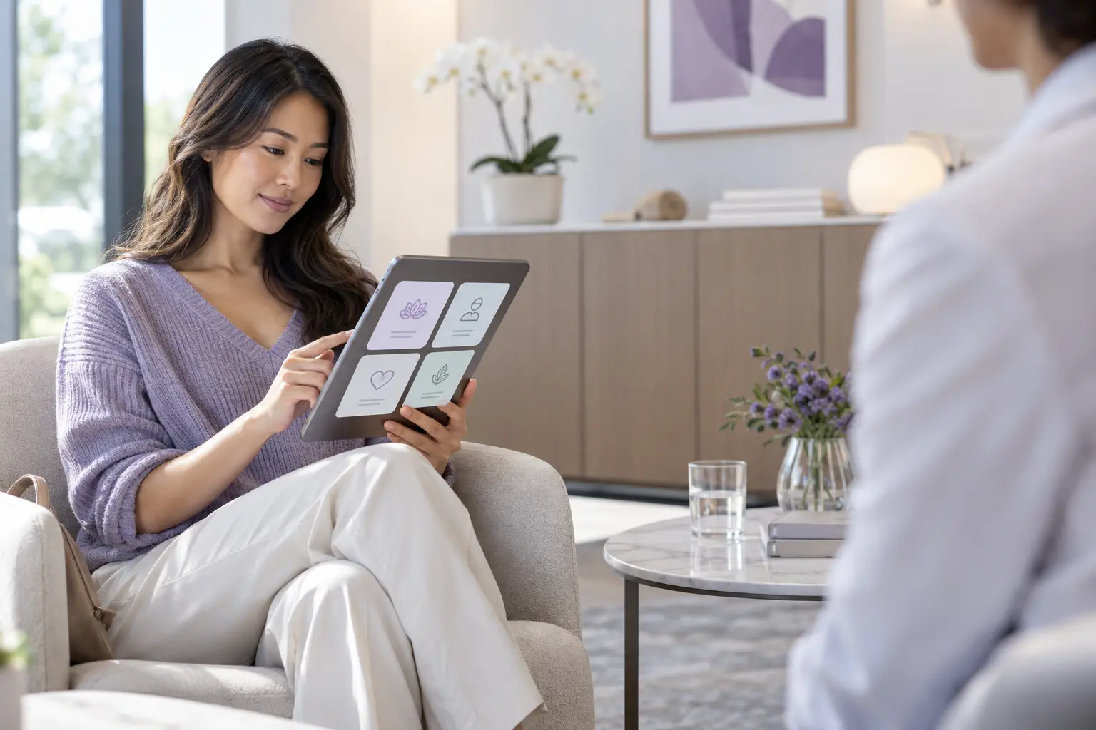 Adult Asian patient using an service directory