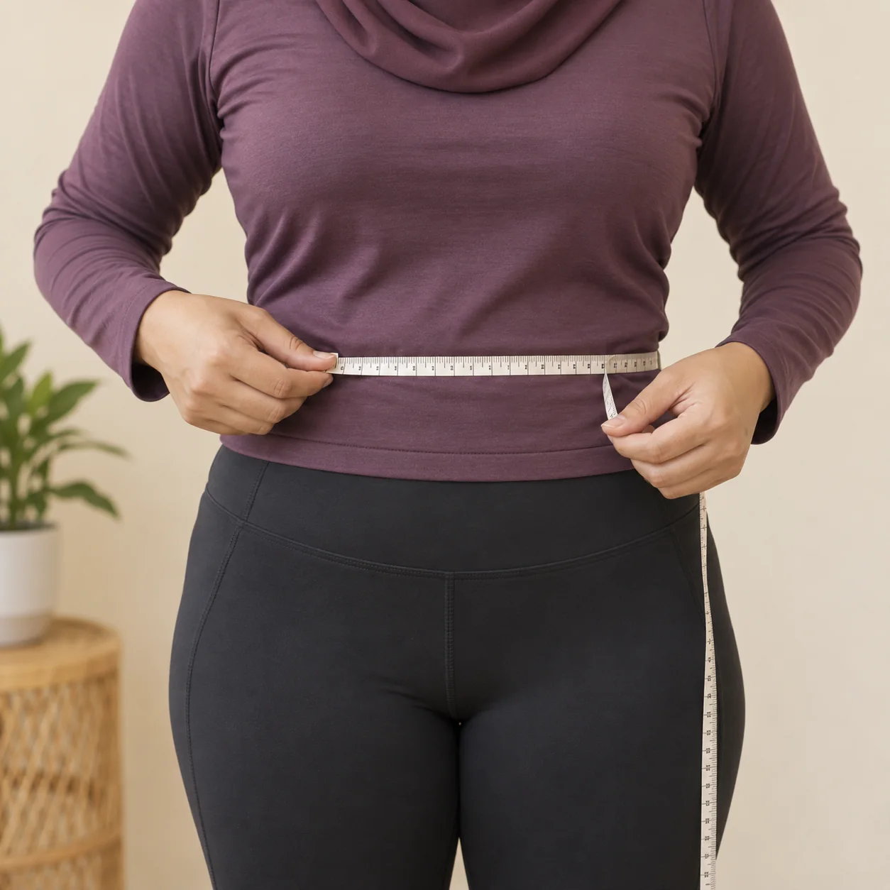 Illustration of recording a waist measurement over clothing