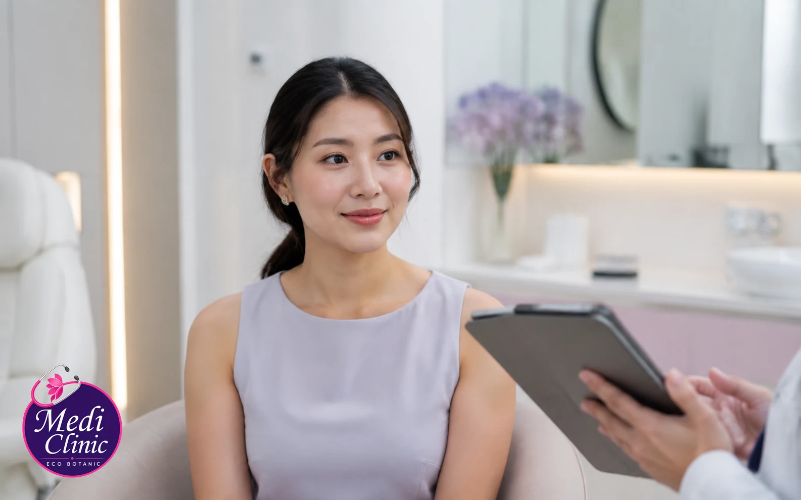 Illustrative consultation for a doctor-supervised chemical peel at Medi Clinic Eco Botanic