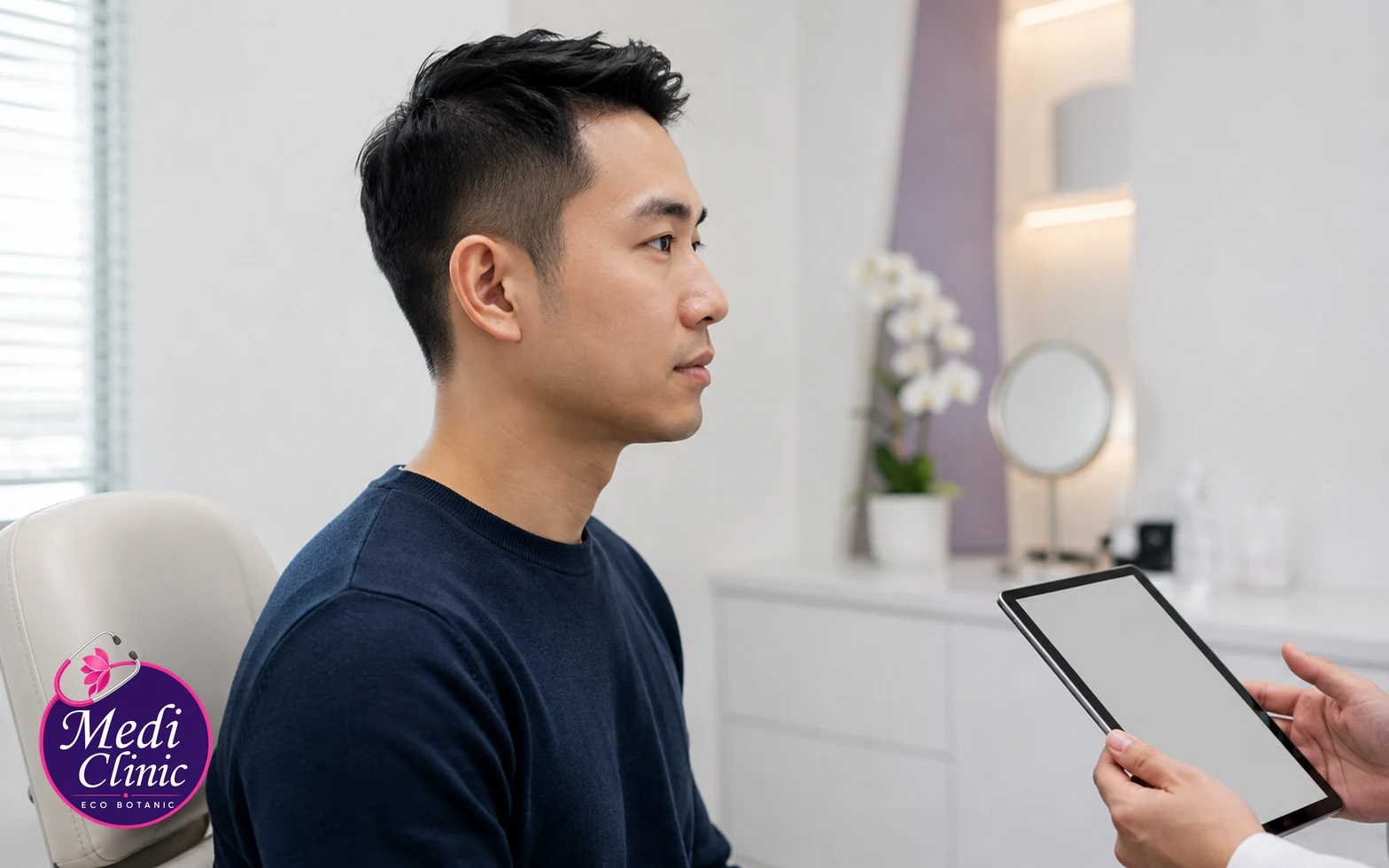 Illustrative facial-profile consultation at Medi Clinic Eco Botanic