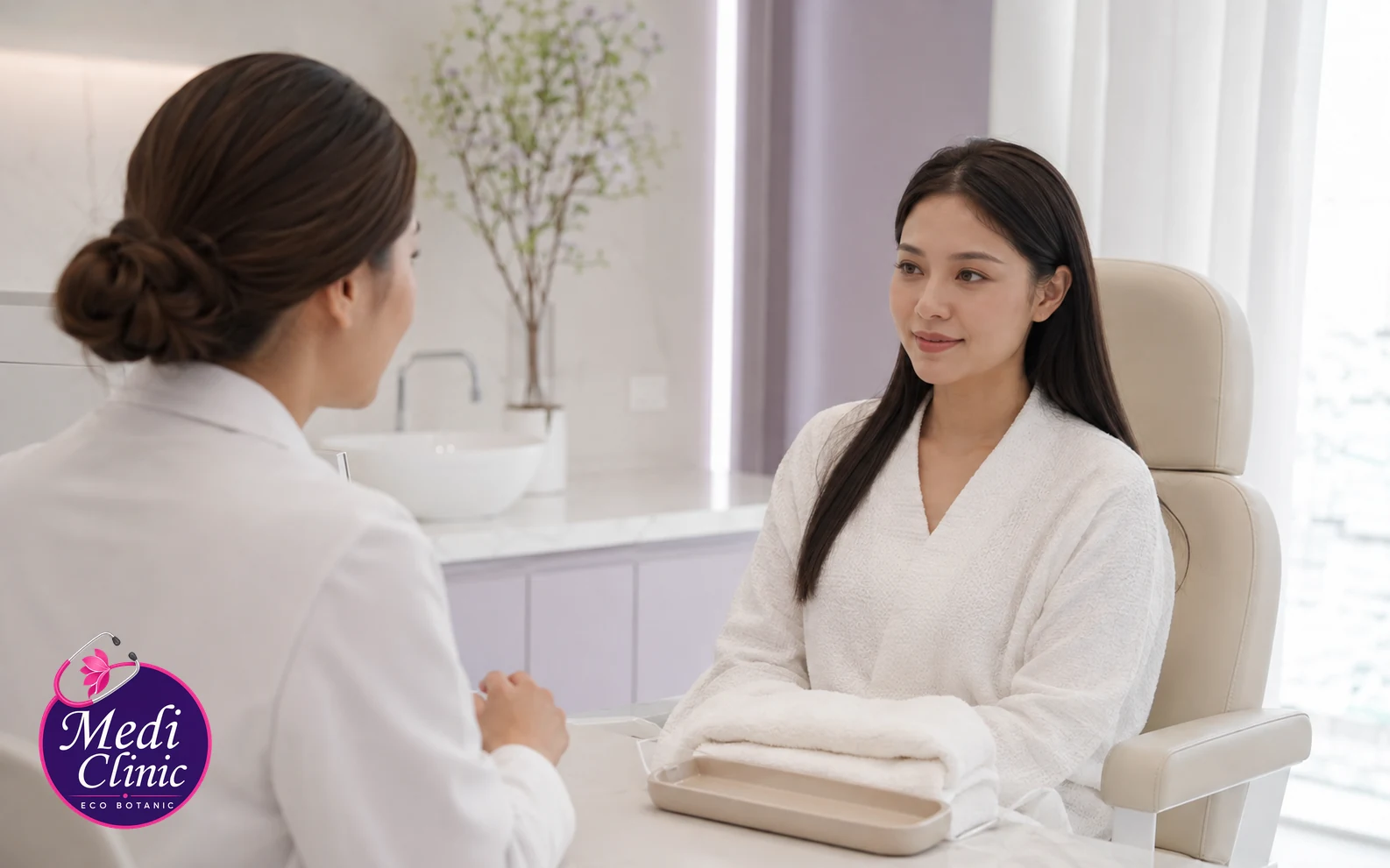 Illustrative preparation for a hydrodermabrasion facial consultation