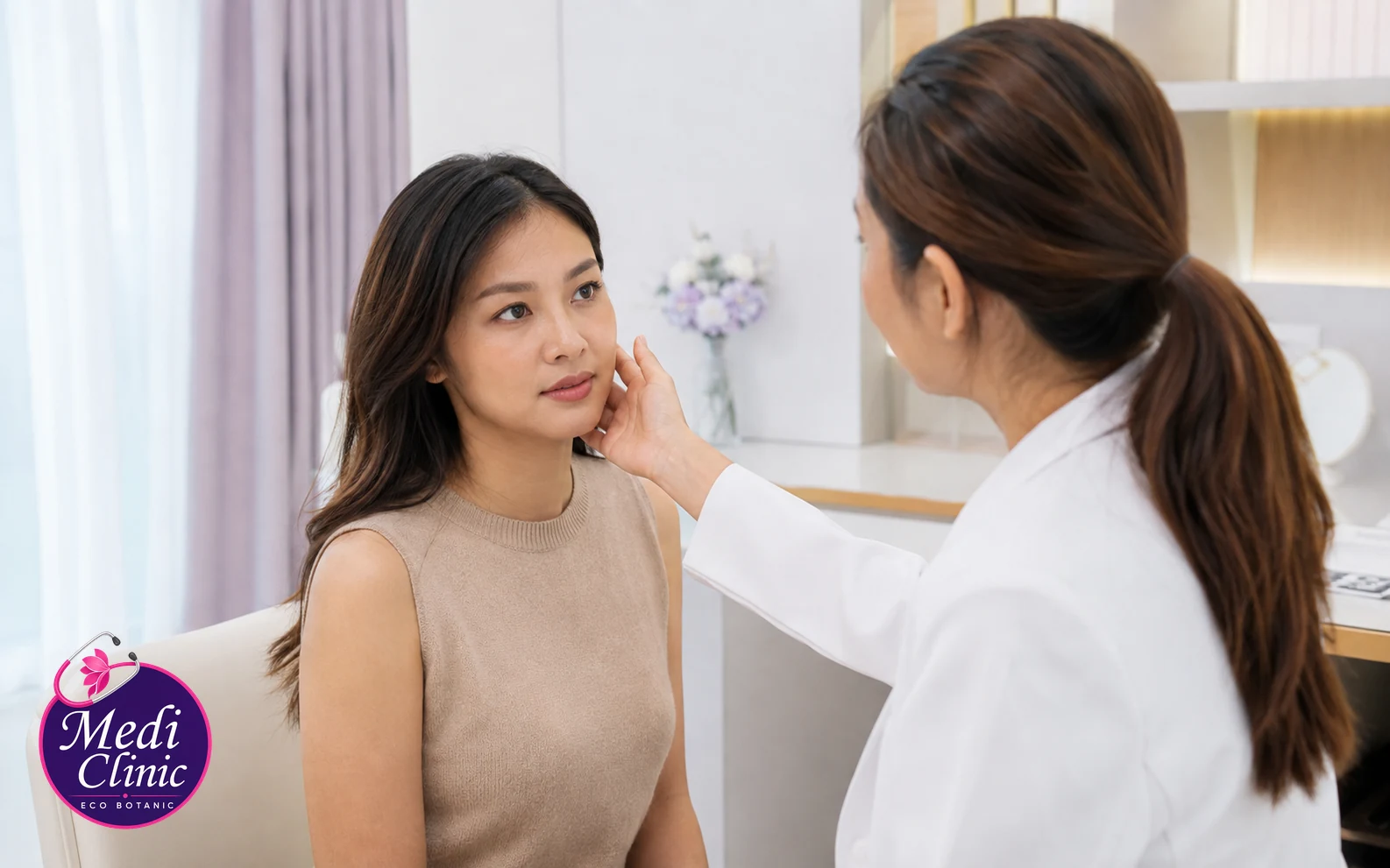 Illustrative facial consultation for vitamin C peel questions