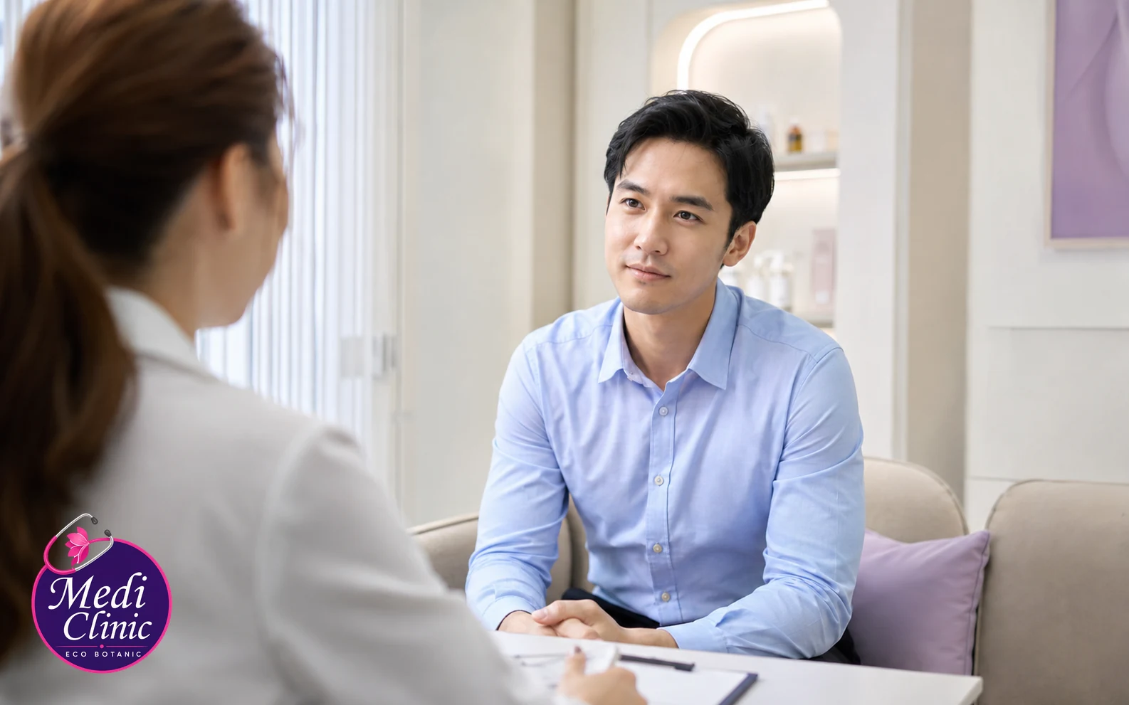 Illustrative wellness consultation for whitening drip questions