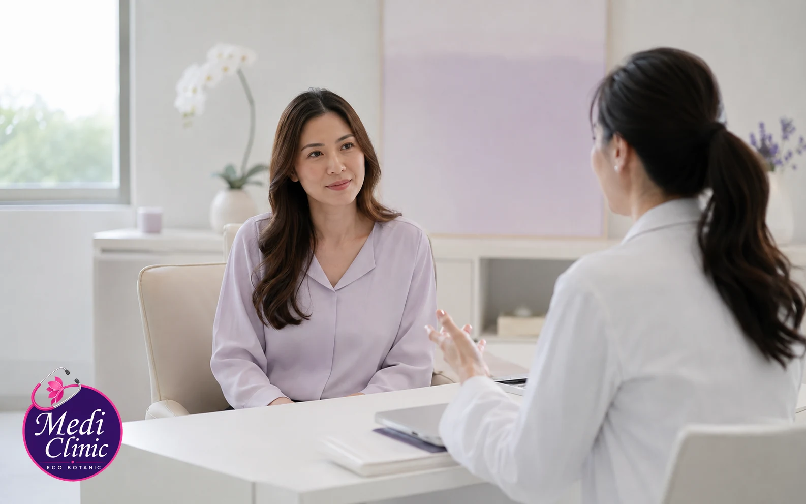 Illustrative private women's wellness consultation for VX EV questions