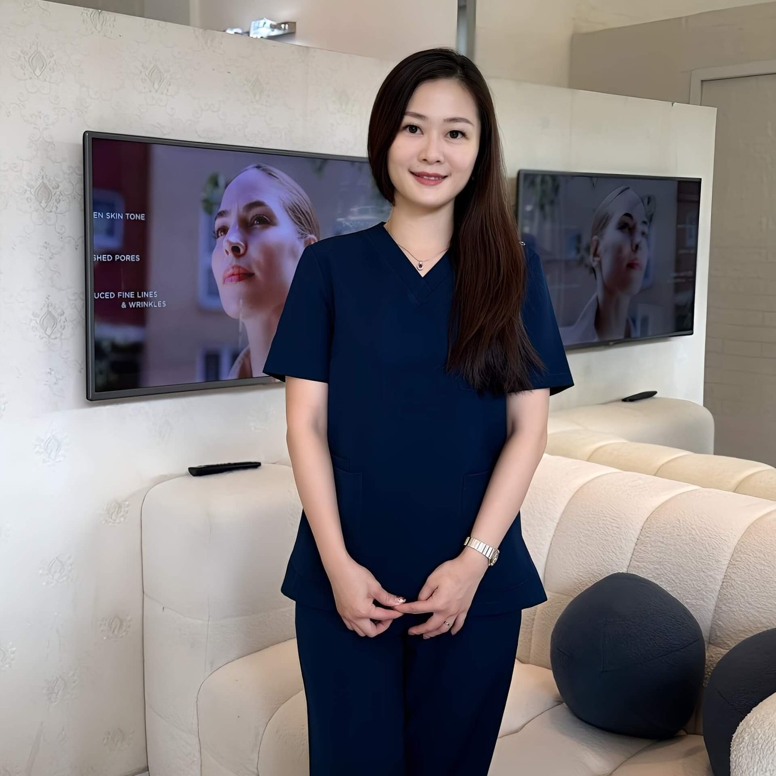 Dr. Fiona carefully documenting patient assessment and creating customized filler treatment plans at JB aesthetic clinic SG