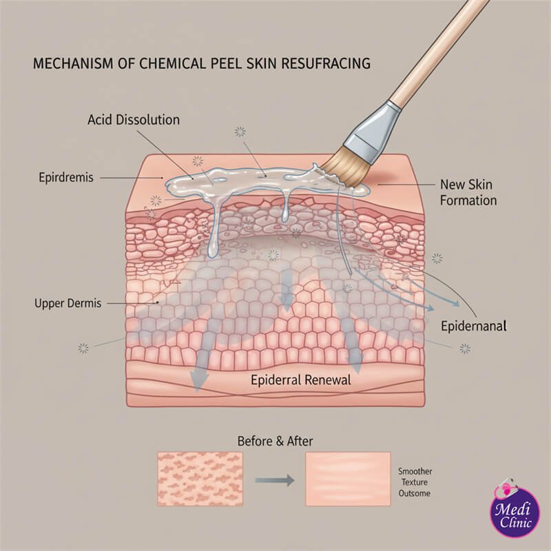 Areas treated with chemical peels including face and neck at Medi Clinic Johor Bahru Areas treated with chemical peels including face and neck at Medi Clinic Johor Bahru