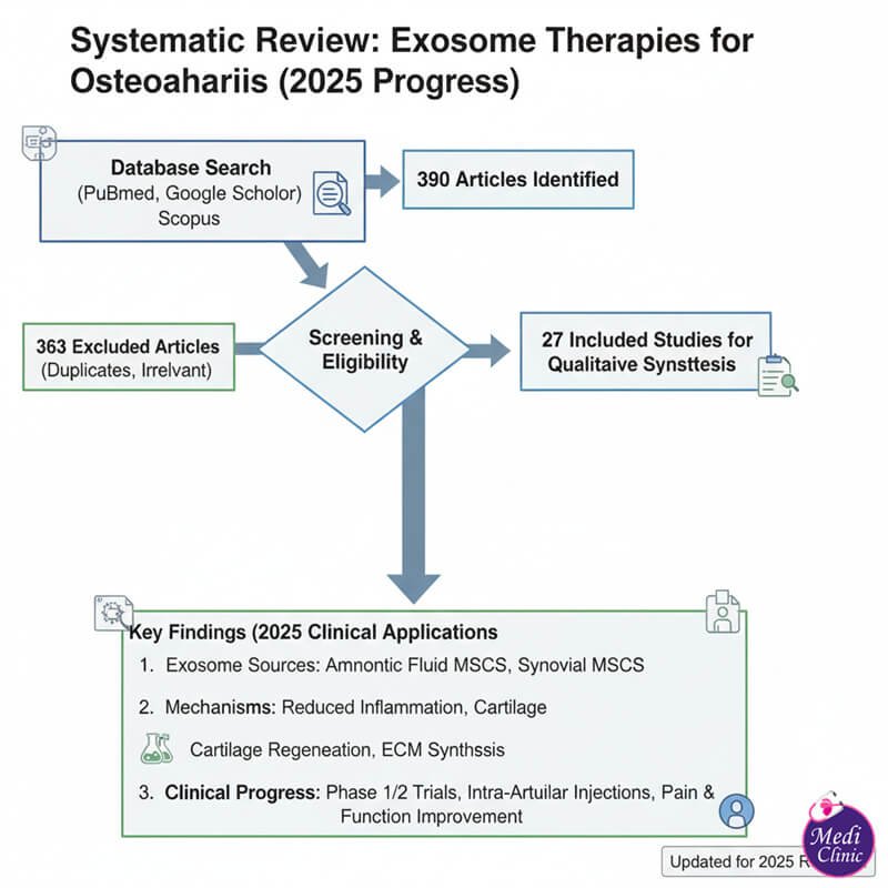 Exosome vesicle signaling mechanism for cartilage support in osteoarthritic knee joint — regenerative pathway illustration JB Medi Clinic