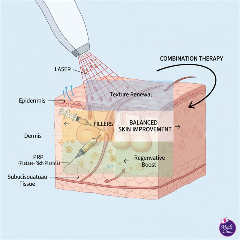 Diagram of combination therapy for skin layers in Johor Bahru.