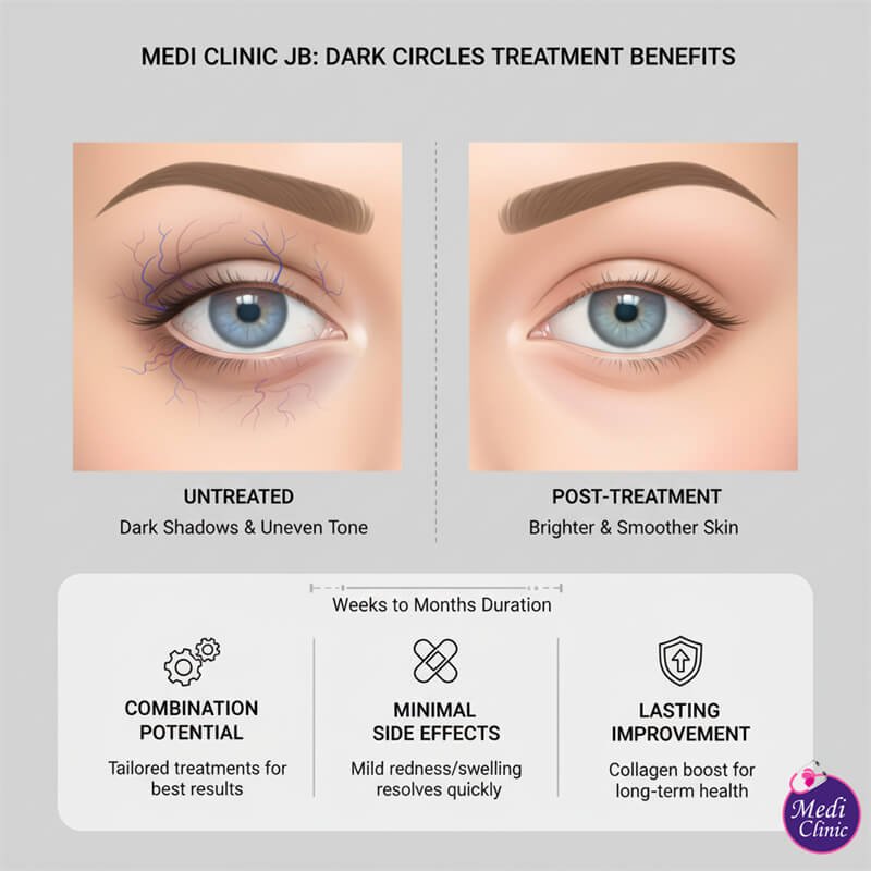 Diagram showing causes of dark circles for treatment in Johor Bahru.