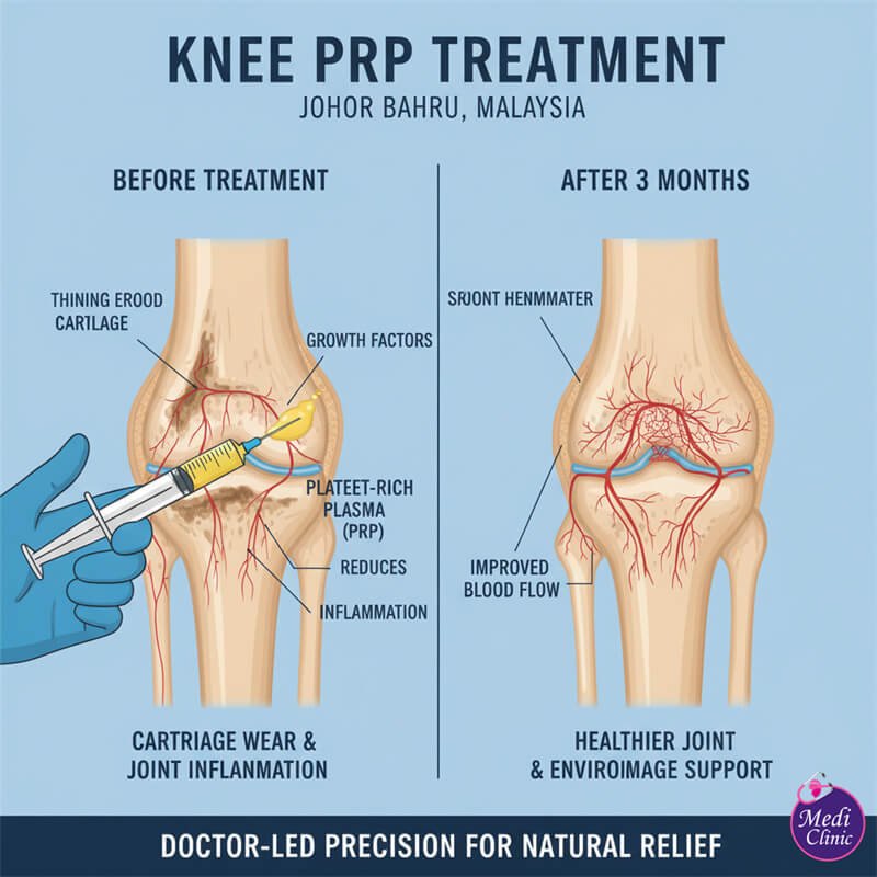Diagram showing how knee PRP in JB supports cartilage and joint function Diagram showing how knee PRP in JB supports cartilage and joint function