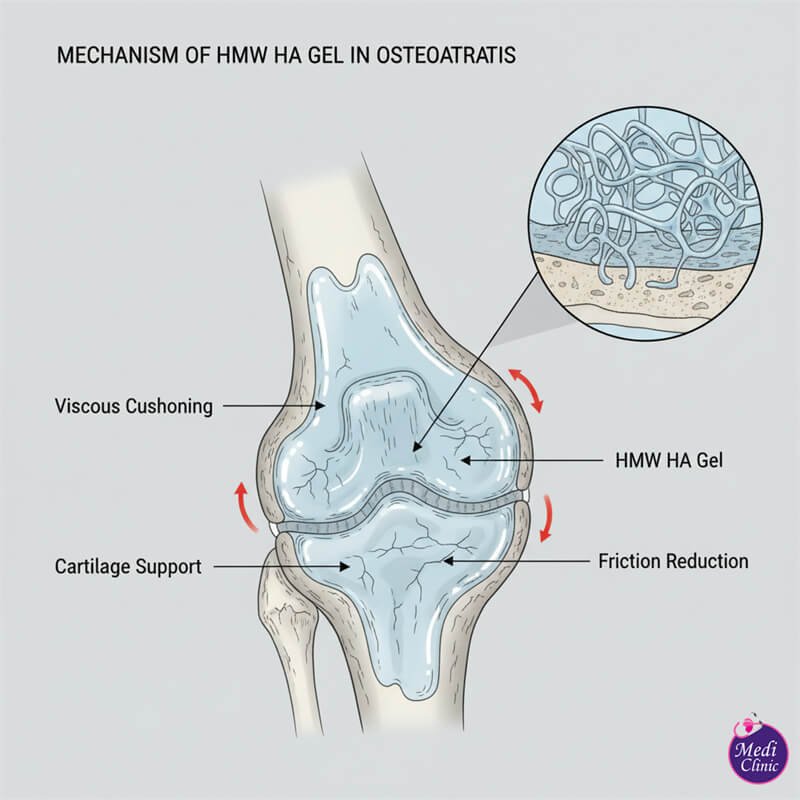 Doctor assessing a patient knee for HMW HA gel injection at Medi Clinic Johor Bahru. Doctor assessing a patient knee for HMW HA gel injection at Medi Clinic Johor Bahru.