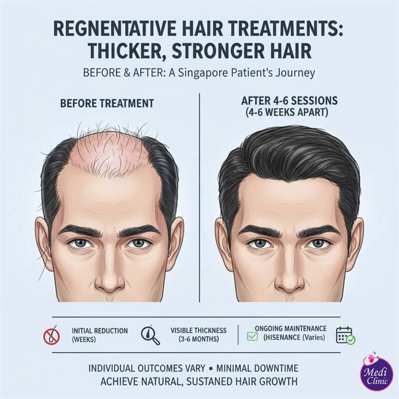 Doctor assessing scalp for Plinest hair loss treatment at our Johor Bahru clinic