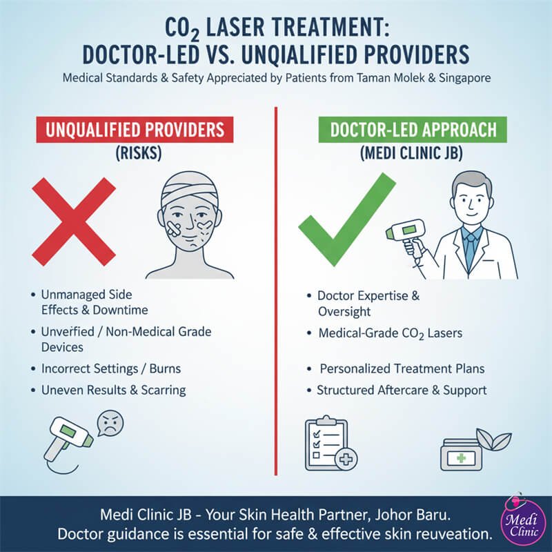 Doctor-led CO₂ laser treatment planning for a patient at Medi Clinic JB
