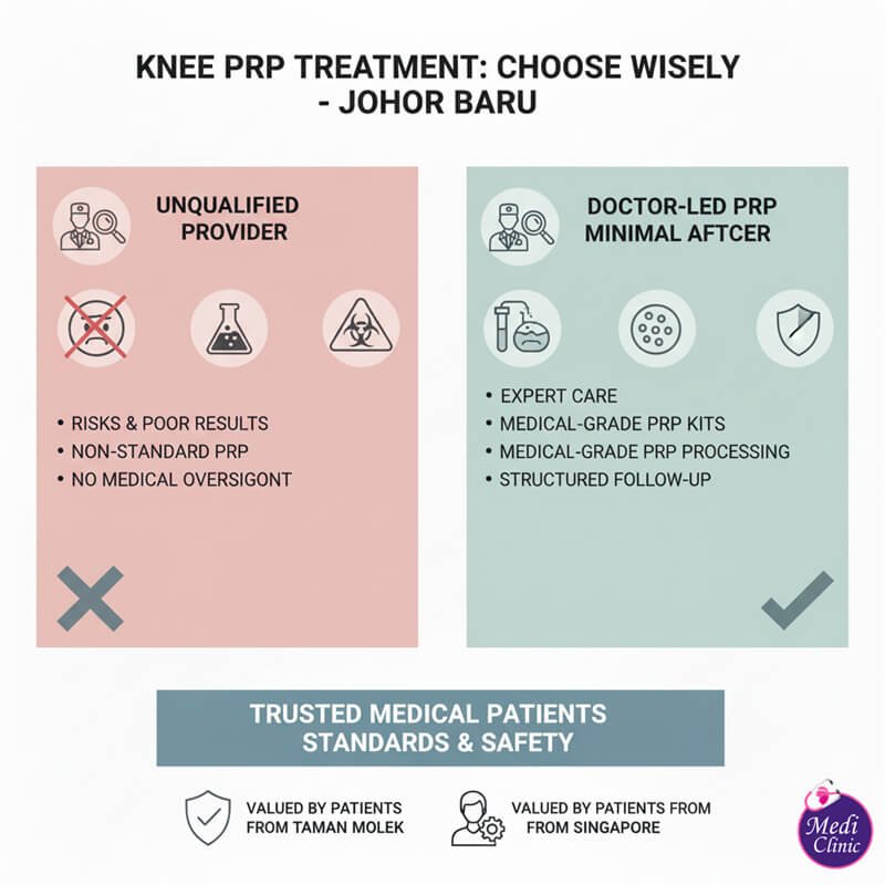 Doctor-led knee PRP treatment planning for a patient at Medi Clinic JB. Doctor-led knee PRP treatment planning for a patient at Medi Clinic JB.