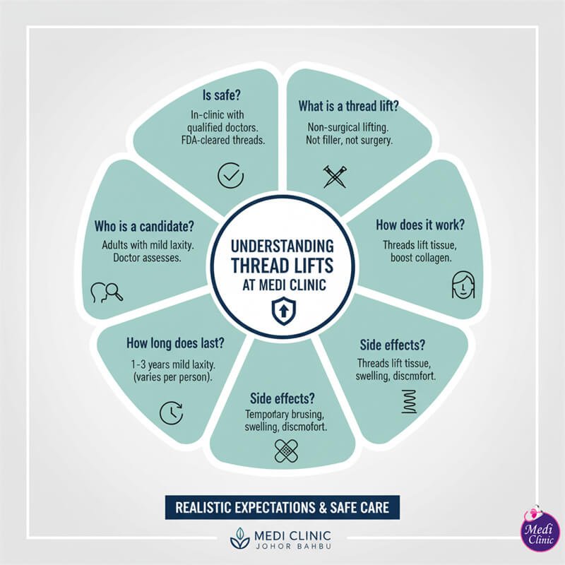 Doctor mapping a PDO thread lift for a patient from Singapore at Medi Clinic JB Doctor mapping a PDO thread lift for a patient from Singapore at Medi Clinic JB