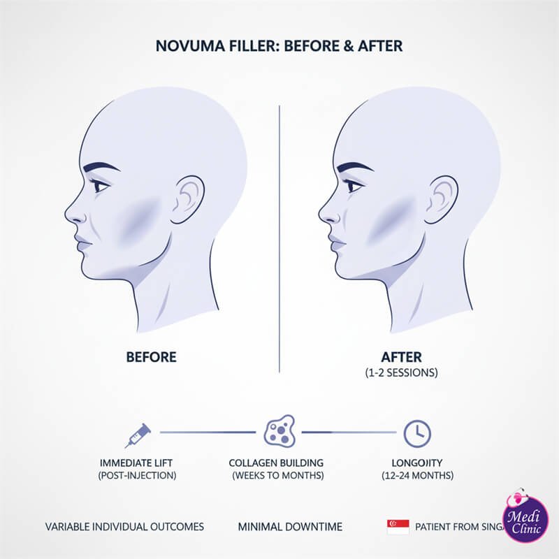 Doctor performing Novuma filler injections for jawline contouring at Medi Clinic Johor Bahru