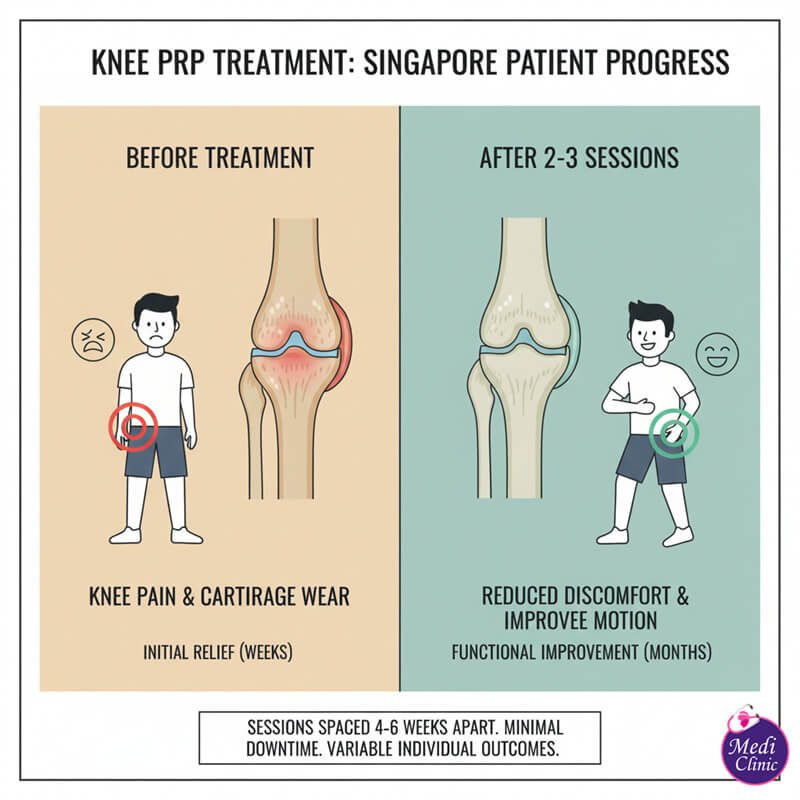 Doctor performing knee PRP injection at Medi Clinic Johor Bahru. Doctor performing knee PRP injection at Medi Clinic Johor Bahru.