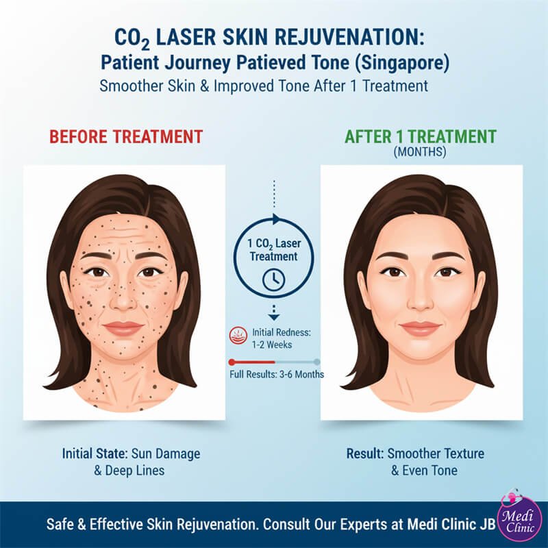 Doctor planning CO₂ laser treatment areas for skin rejuvenation at our Johor Bahru clinic
