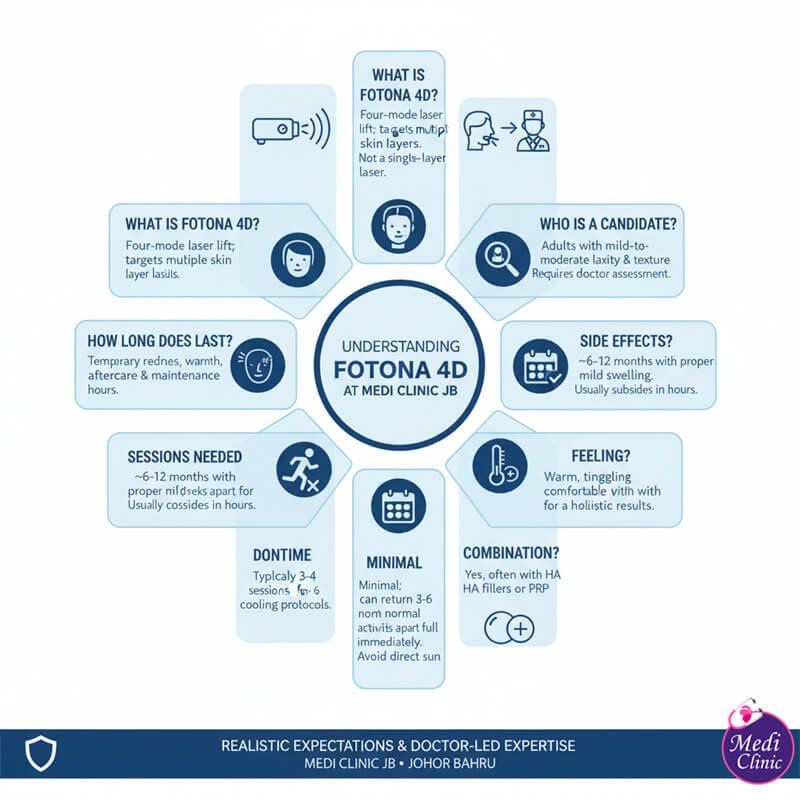 Doctor planning a Fotona 4D treatment for a patient from Singapore at Medi Clinic JB