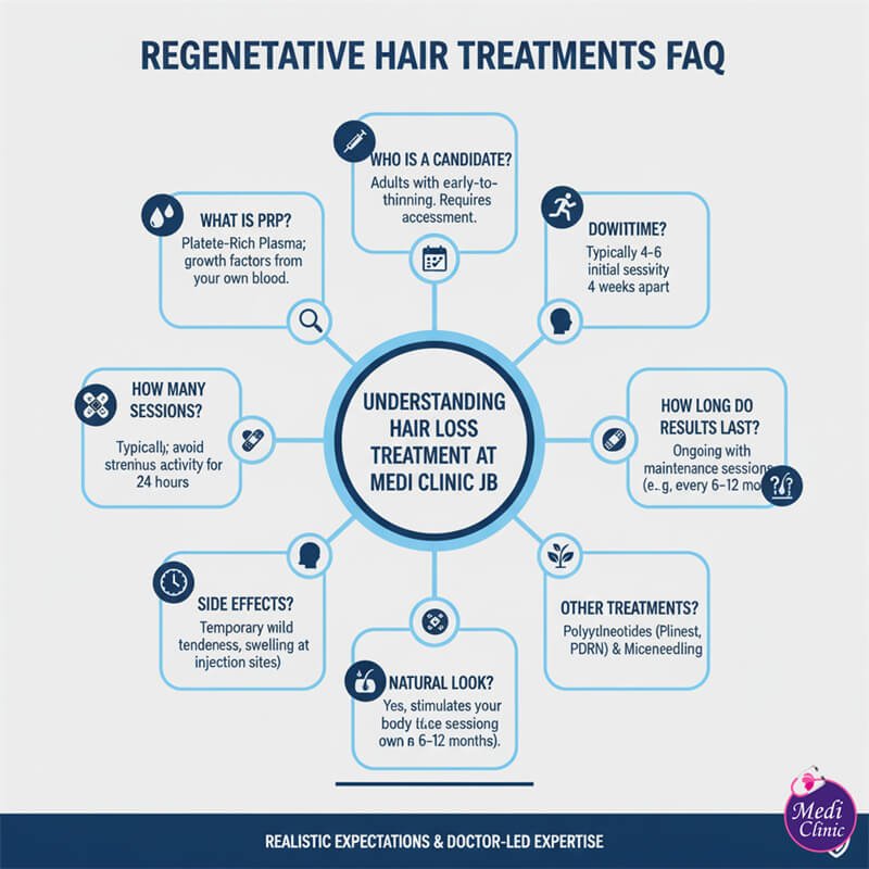 Improved hair density after regenerative hair therapy at our JB clinic