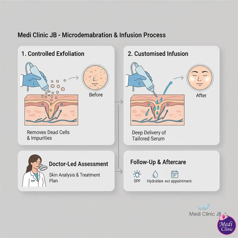 Medical-grade serums for hydradermabrasion treatment at Medi Clinic JB. Medical-grade serums for hydradermabrasion treatment at Medi Clinic JB.