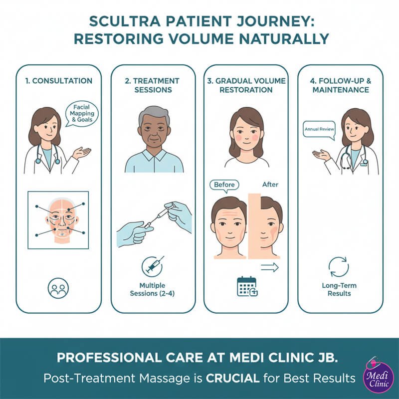 Natural-looking volume restoration results with Sculptra at our JB clinic