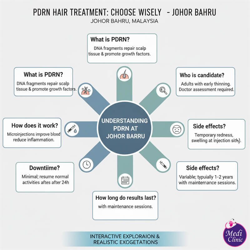 Patient consultation for PDRN hair regeneration treatment in JB for a visitor from Singapore.