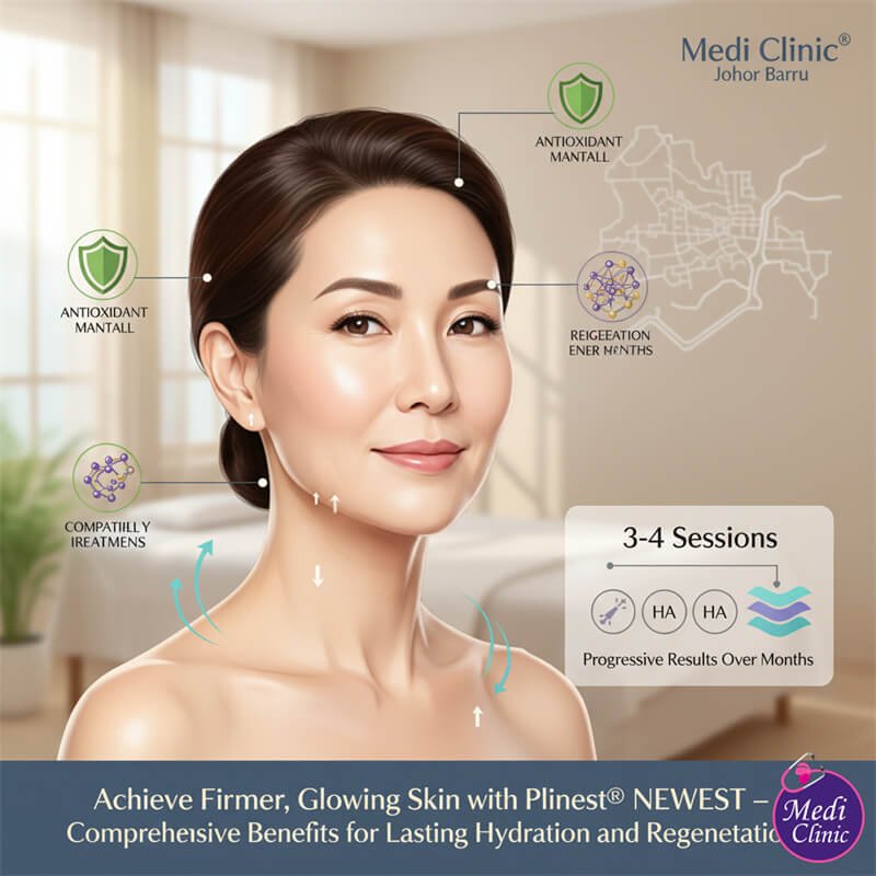 Plinest NEWEST polynucleotide plus HA skin quality and hydration assessment at Medi Clinic JB near Singapore