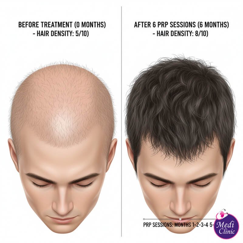 Close-up view of a patient's scalp showing gradual but visible improvement in hair density after a course of regenerative treatments in Johor Bahru. Close-up view of a patient's scalp showing gradual but visible improvement in hair density after a course of regenerative treatments in Johor Bahru.