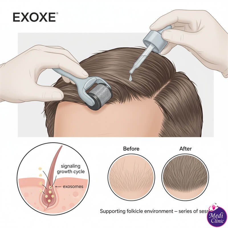 Persiapan kulit kepala untuk perawatan eksosom di Johor Bahru | {{COUNTRY_LOCAL}} {{CITY_LOCAL}} Dokter di Medi Clinic JB menyiapkan kulit kepala untuk perawatan eksosom dekat Singapura | Perawatan rambut rontok | {{COUNTRY_LOCAL}} {{CITY_LOCAL}}