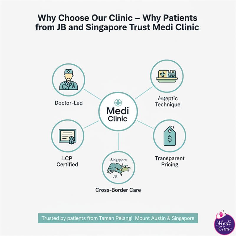 แพทย์ที่ Medi Clinic กำลังหารือเกี่ยวกับแผนการรักษาด้วย PB Serum กับผู้ป่วย โดยเน้นที่ผลลัพธ์ที่เป็นจริงและผลลัพธ์ที่ค่อยเป็นค่อยไปในยะโฮร์บาห์รู แพทย์ที่ Medi Clinic กำลังพูดคุยและวางแผนการรักษาด้วย PB Serum | ปรึกษาแพทย์ ผลลัพธ์ที่เป็นจริง | มาเลเซีย ยะโฮร์บาห์รู {{AREA_NAME}}