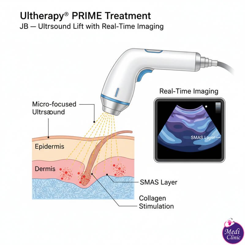 ระบบ Ultherapy PRIME ที่ Medi Clinic ในยะโฮร์บาห์รู ทางเลือกที่เชื่อถือได้สำหรับการยกกระชับผิวด้วยอัลตราซาวด์โดยไม่ต้องผ่าตัด เครื่อง Ultherapy PRIME ยกกระชับ | Medi Clinic | มาเลเซีย ยะโฮร์บาห์รู สิงคโปร์