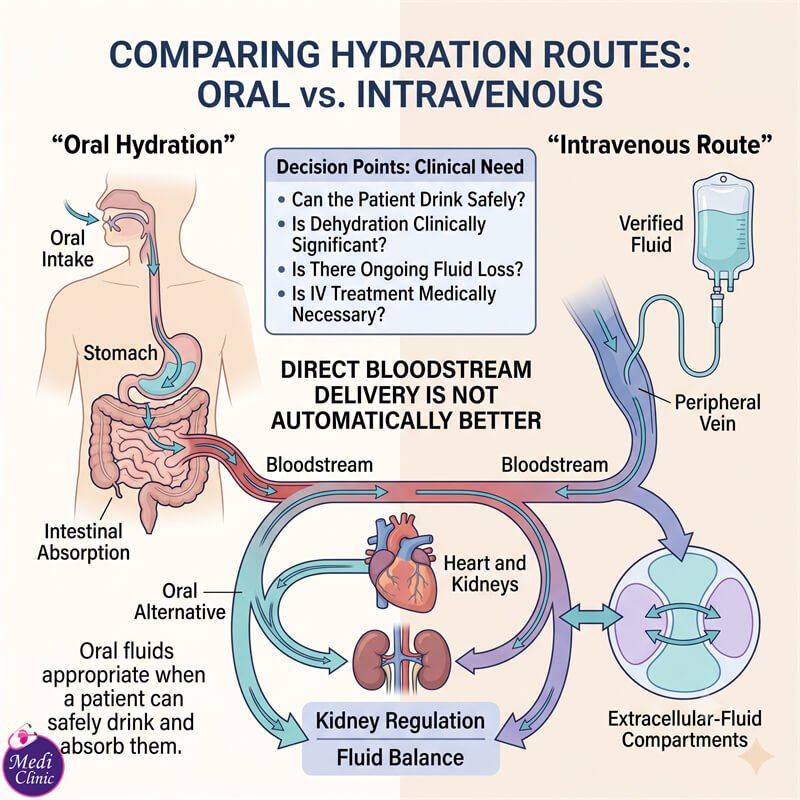 Diagram showing IV therapy assessment and medical hydration in JB Diagram showing IV therapy assessment and medical hydration in JB