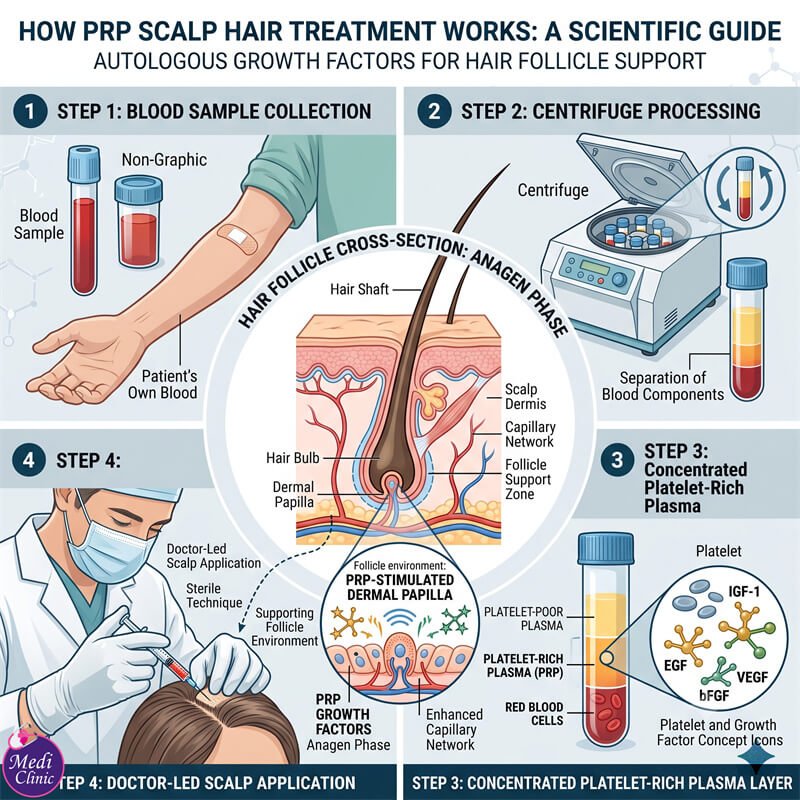 Diagram showing how platelet-rich plasma supports hair follicles in JB Diagram showing how platelet-rich plasma supports hair follicles in JB