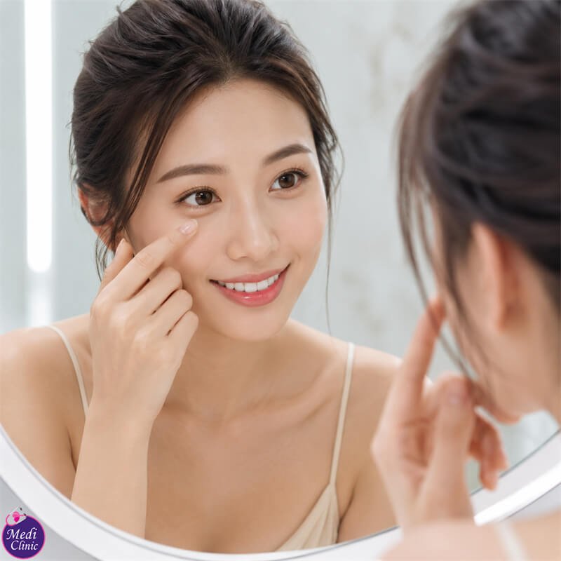 Doctor assessing eye bags and under-eye puffiness in Johor Bahru JB SG Doctor assessing eye bags and under-eye puffiness in Johor Bahru JB SG