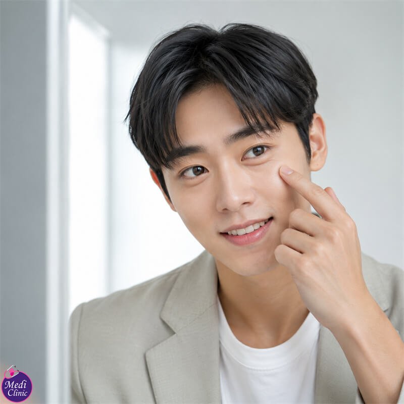 Doctor assessing malar bags and lower-eyelid fat JB SG Doctor assessing malar bags and lower-eyelid fat JB SG