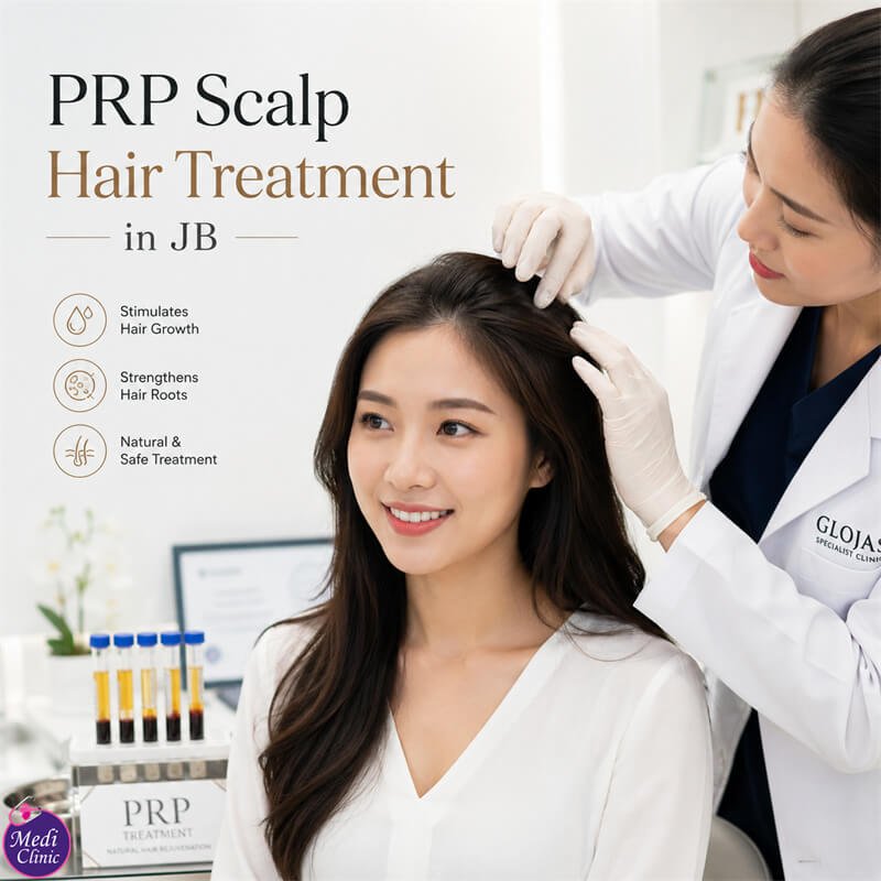 Doctor assessing scalp and hair follicles at our Johor Bahru clinic JB SG Doctor assessing scalp and hair follicles at our Johor Bahru clinic JB SG