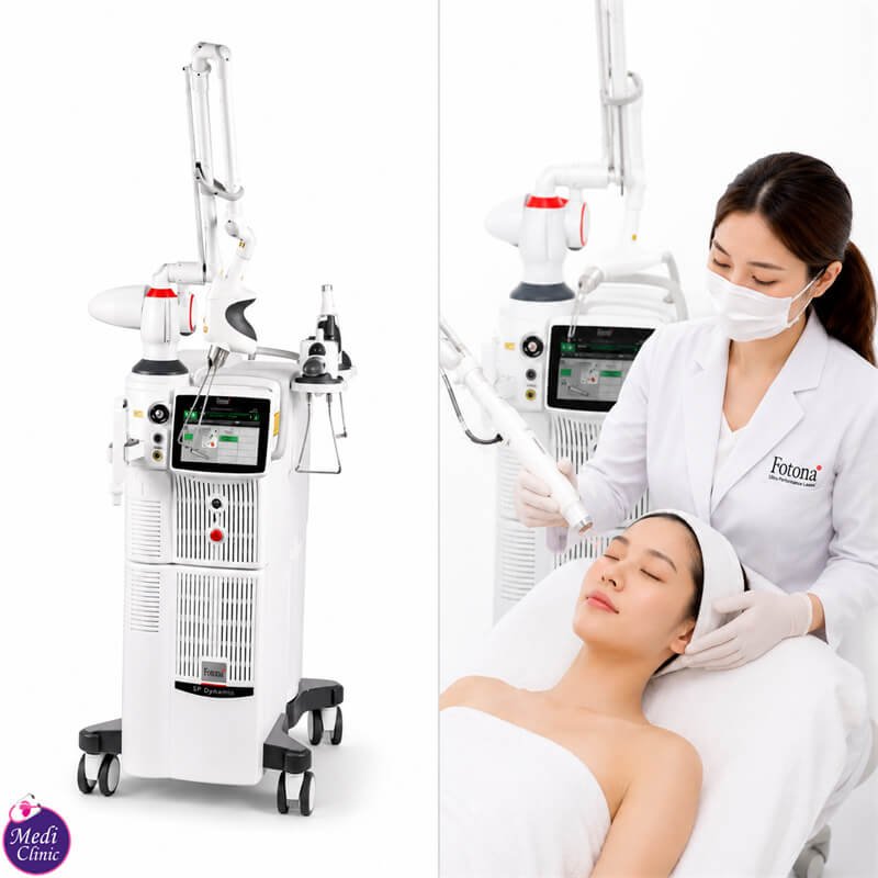 Doctor assessing skin suitability for Fotona 4D treatment in JB SG Doctor assessing skin suitability for Fotona 4D treatment in JB SG