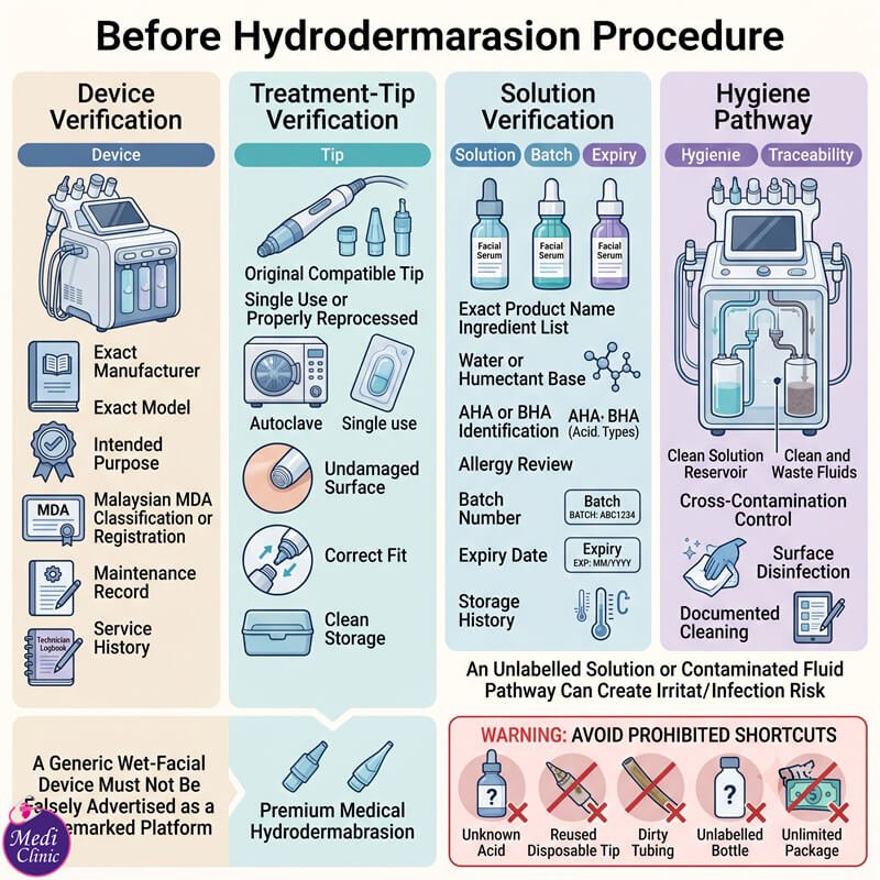 Doctor explaining hydrodermabrasion and HydraFacial differences Doctor explaining hydrodermabrasion and HydraFacial differences